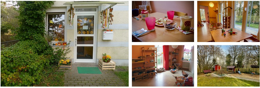 Anordnung der Bilder: eines groß auf der linken Seite, die anderen vier füllen ein Raster in der gleichen Größe daneben