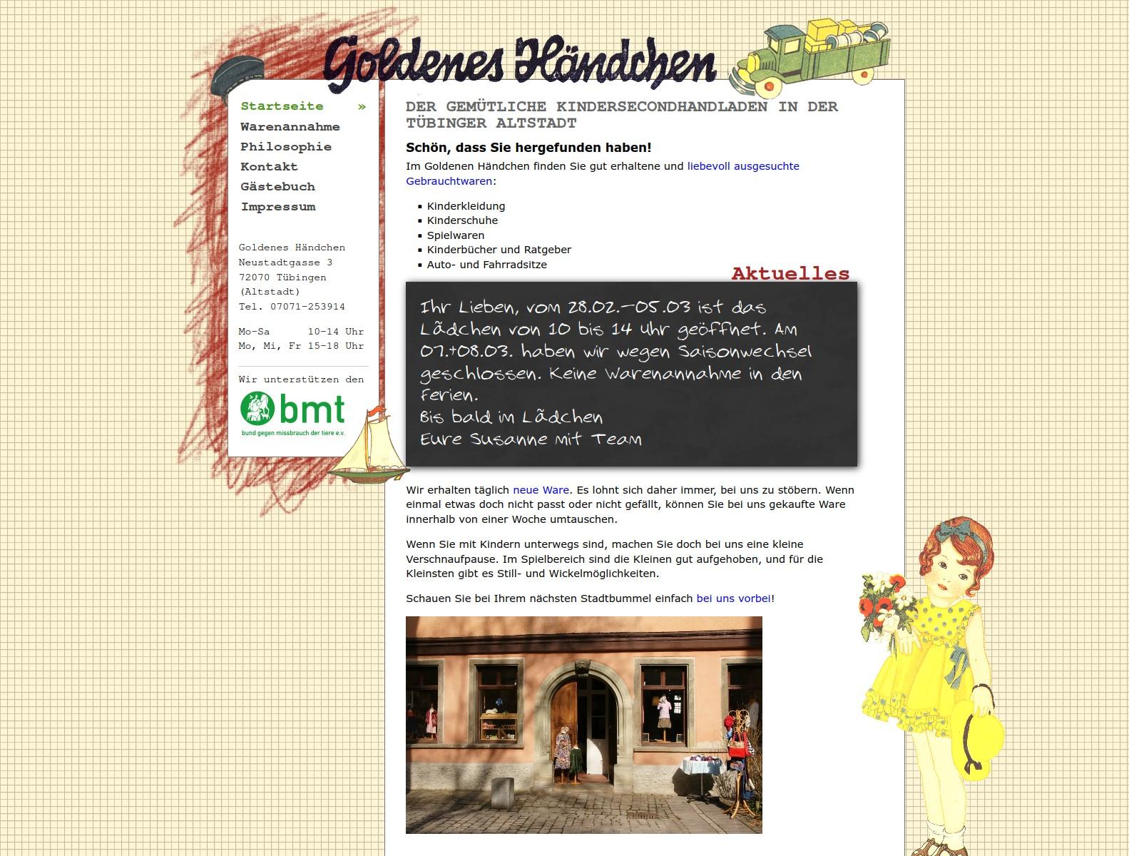 Bildschirmfoto der alten Webseite