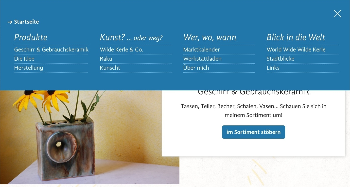 Bildschirmfoto von der Seitennavigation