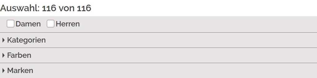 Filtermöglichkeiten für Produkte